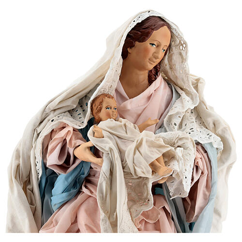 Statue Maria mit Kind für neapolitanische 50 cm Krippe, Terrakotta 2