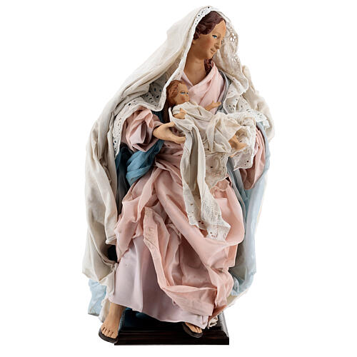 Virgem Maria com Menino Jesus imagem terracota para presépio napolitano com figuras de altura média 50 cm 1