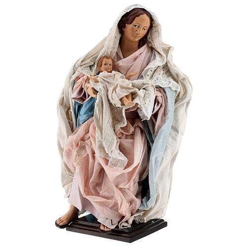 Virgem Maria com Menino Jesus imagem terracota para presépio napolitano com figuras de altura média 50 cm 3