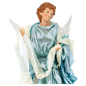 Blonde angel, Neapolitan nativity 45 cm terracotta cloth pedestal