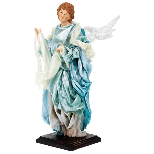 Blonde angel, Neapolitan nativity 45 cm terracotta cloth pedestal 3