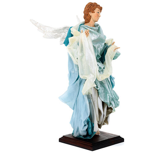 Blonde angel, Neapolitan nativity 45 cm terracotta cloth pedestal 4