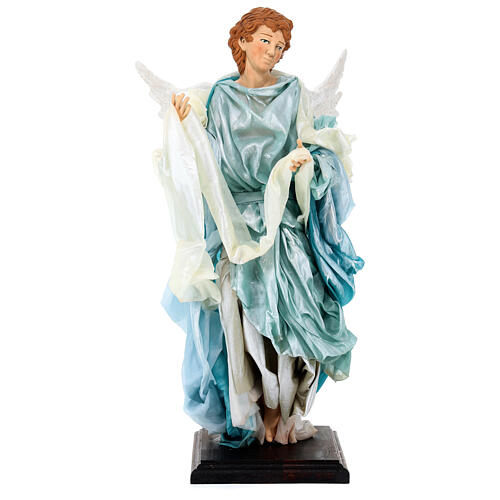 Blonde angel, Neapolitan nativity 45 cm terracotta cloth pedestal 1