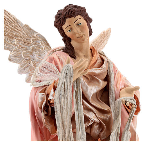 Moor angel on wood pedestal 45 cm terracotta Neapolitan Nativity Scene 4