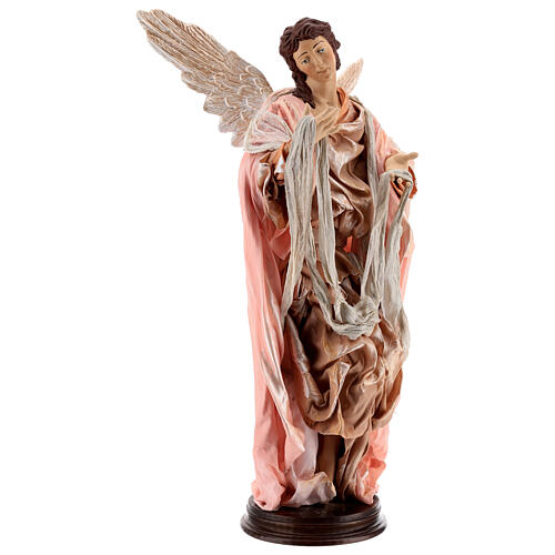 Moor angel on wood pedestal 45 cm terracotta Neapolitan Nativity Scene 3