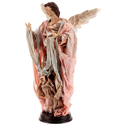 Moor angel on wood pedestal 45 cm terracotta Neapolitan Nativity Scene 5