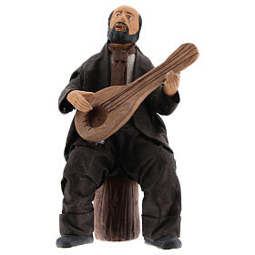 Homme assis avec mandoline crèche napolitaine 13 cm