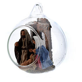 Glaskugel mit Christi Geburt im Stil von neapolitanischer Krippe, 6 cm
