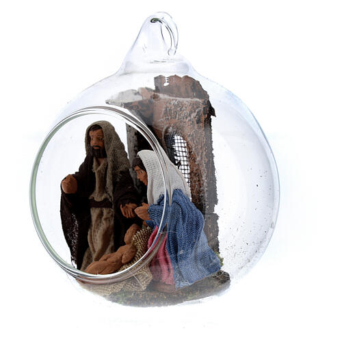 Glaskugel mit Christi Geburt im Stil von neapolitanischer Krippe, 6 cm 2