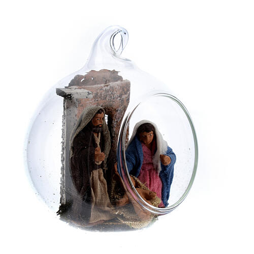 Glaskugel mit Christi Geburt im Stil von neapolitanischer Krippe, 6 cm 3