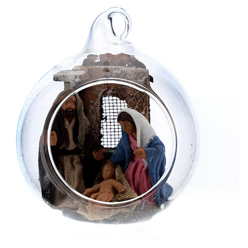 Boule en verre Nativité crèche napolitaine 6 cm 1