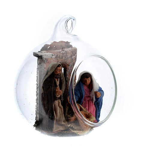 Holy Family set in glass 6 cm Neapolitan nativity 3