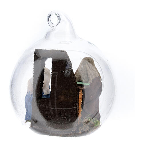 Glass ball with Holy Family figurines, 7 cm diam Neapolitan Nativity 4