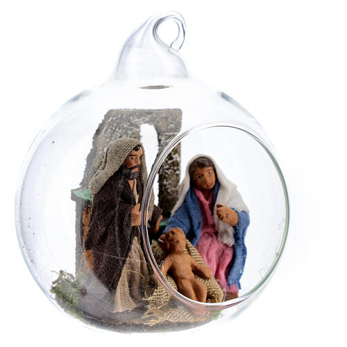 Boule verre Nativité napolitaine diam. 7 cm 3