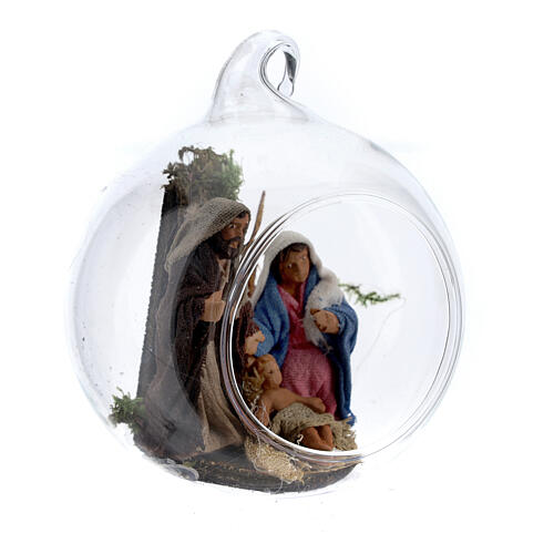 Neapolitanische Christi Geburt in einer Glaskugel, 6 cm 3