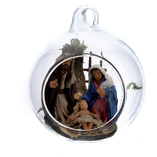 Holy Family in glass ball Neapolitan 6 cm 1