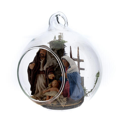 Holy Family in glass ball Neapolitan 6 cm 2