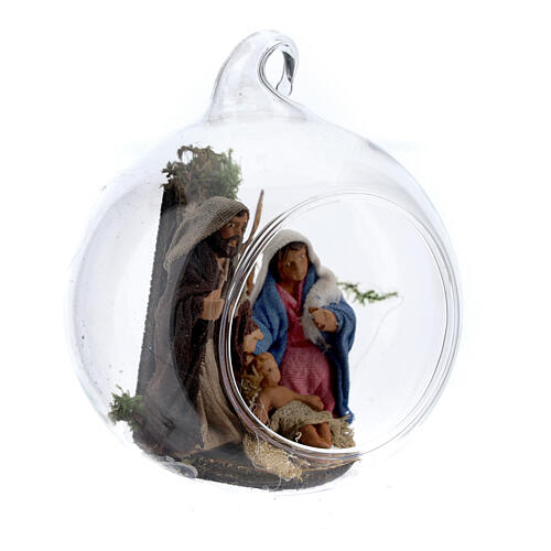 Holy Family in glass ball Neapolitan 6 cm 3