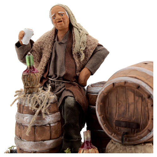 Drunken man, barrels and flasks Neapolitan Nativity scene 13 cm 2