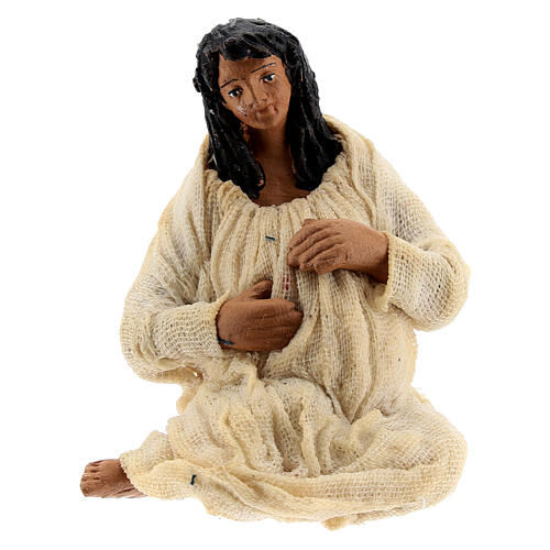 Woman in labour Neapolitan terracotta nativity scene 10 cm 1