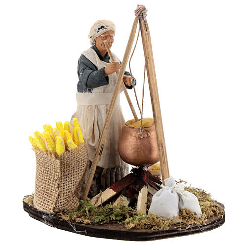 Polentaia woman with corncobs 15 cm figurine Neapolitan Nativity 3