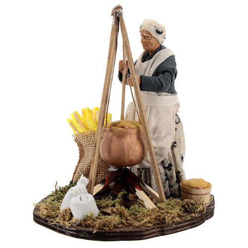 Mujer que cocina polenta y panojas belén napolitano 15 cm 1