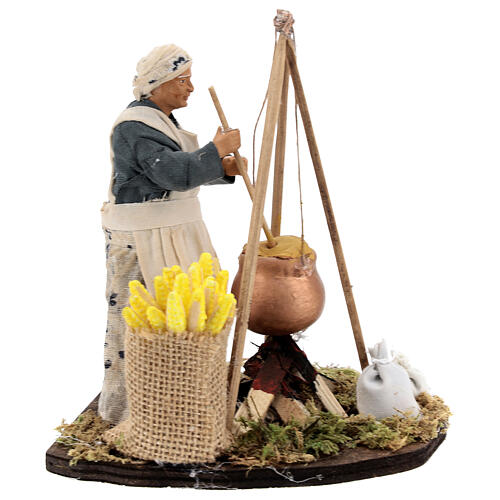 Mujer que cocina polenta y panojas belén napolitano 15 cm 4