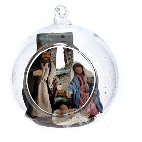 Glaskugel mit Christi Geburt fűr neapolitanische Krippe, 7 cm