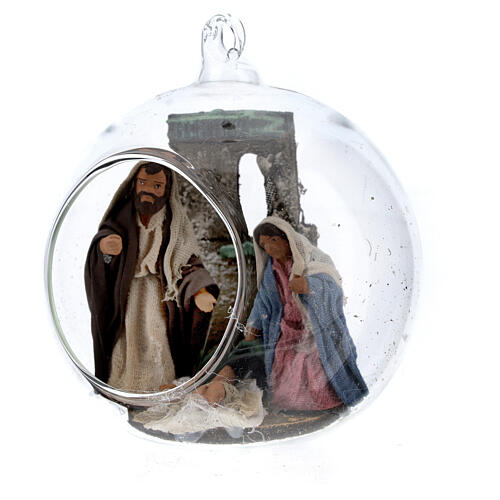 Glaskugel mit Christi Geburt fűr neapolitanische Krippe, 7 cm 2