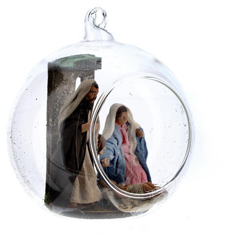 Holy Family in glass ball Neapolitan nativity scene 7 cm 3