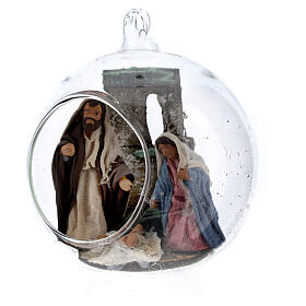 Holy Family in glass ball Neapolitan nativity 7 cm