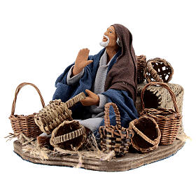 Moving baskets seller Nativity scene 14 cm