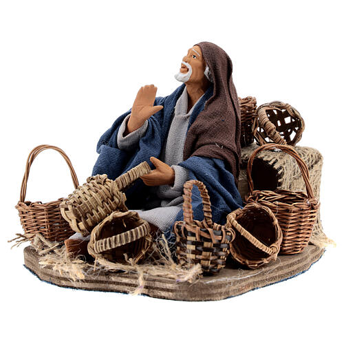Animated basket seller Neapolitan nativity 14 cm 2