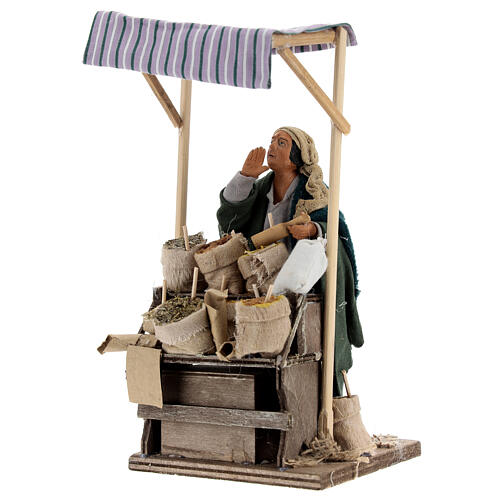 Ruchoma figurka sprzedawcy przypraw do szopki neapolitańskiej, 14 cm 2