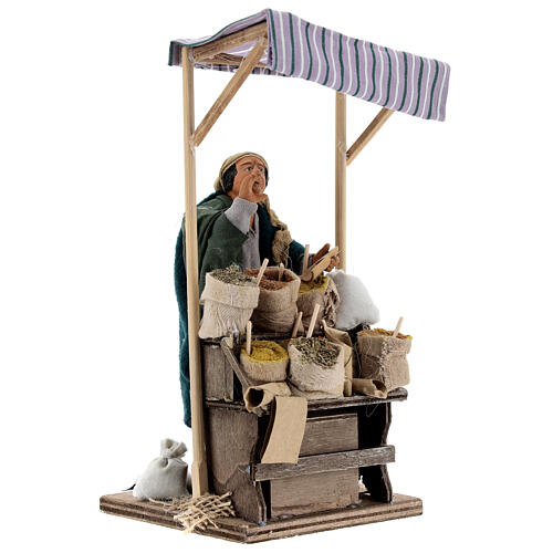 Ruchoma figurka sprzedawcy przypraw do szopki neapolitańskiej, 14 cm 3