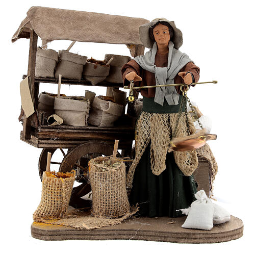 Plant seed seller woman with movement 14 cm Neapolitan nativity 1