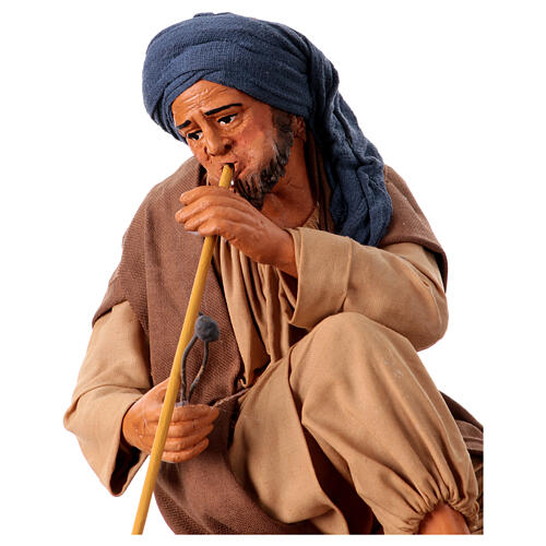 Man blowing a fire figurine 30 cm Neapolitan nativity 3