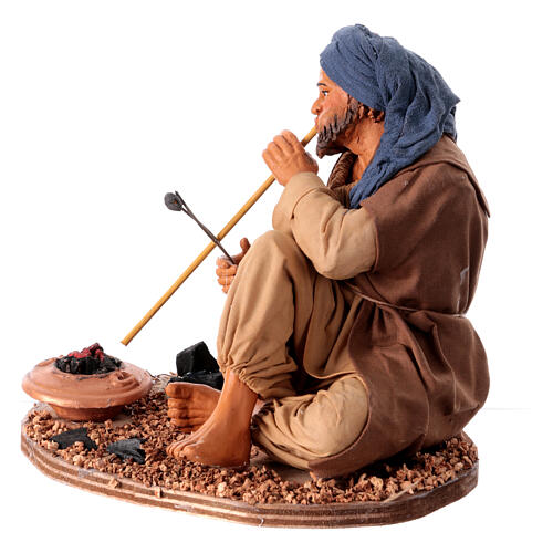 Man blowing a fire figurine 30 cm Neapolitan nativity 8