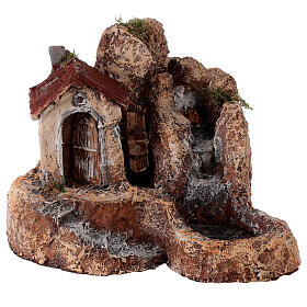 Cascata mulino acqua resina 25x30x30 cm presepe napoletano 6-8 cm