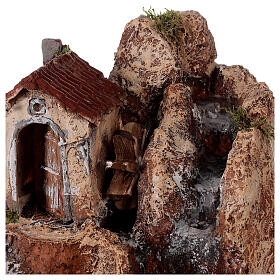 Cascata mulino acqua resina 25x30x30 cm presepe napoletano 6-8 cm