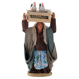Woman with hen box 10 cm Neapolitan nativity