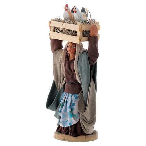 Woman with hen box 10 cm Neapolitan nativity 2