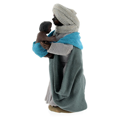 Mulher negra com bebé para presépio napolitano com figuras de altura média 10 cm 2