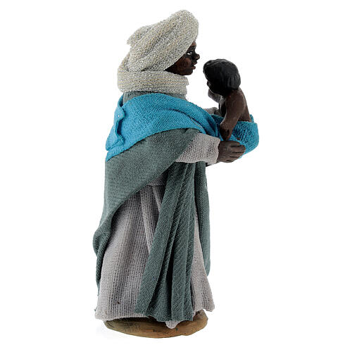 Mulher negra com bebé para presépio napolitano com figuras de altura média 10 cm 3