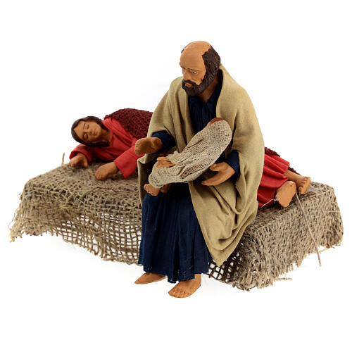 Natividad con Virgen que descansa belén napolitano 15 cm 4