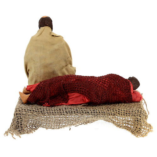 Natividad con Virgen que descansa belén napolitano 15 cm 7