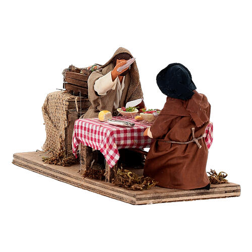 Pareja que come con mesa movimiento belén napolitano 10 cm 4
