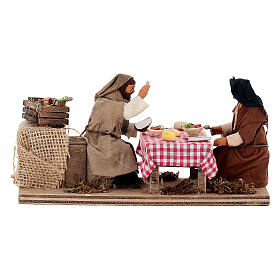 Coppia a tavola che banchetta movimento presepe napoletano 10 cm