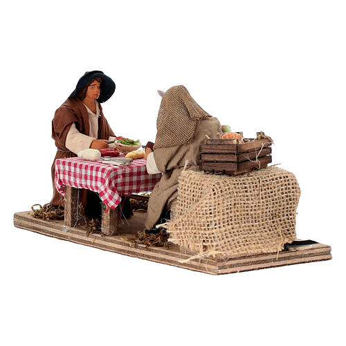 Coppia a tavola che banchetta movimento presepe napoletano 10 cm 3