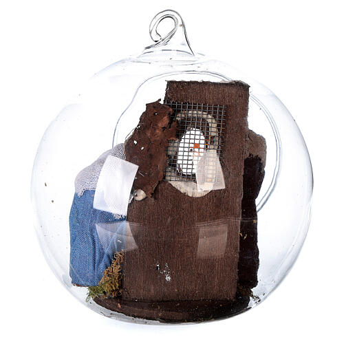 Christi Geburt fűr neapolitanische Weihnachtskrippe in Glaskugel, 7 cm 3